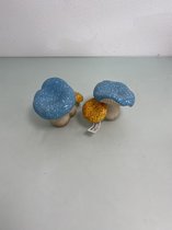 Blauwe paddenstoelen decoratief standbeeld (set van 2)