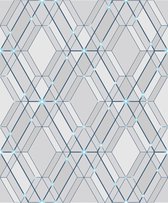 Reflets geo dessin l-grijs/blauw modern (vliesbehang, grijs)