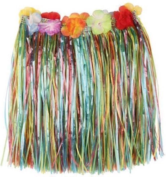 Raffia Rok Multi + Bloemen 40cm