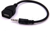 3.5 Mm Male Audio Aux Jack Naar Usb 2.0 Type A Vrouwelijke Otg Converter - Adapter Kabel Voor Auto MP3 - Zwart