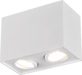 LED Plafondspot - Trion Bisqy - GU10 Fitting - 2-lichts - Rechthoek - Mat Wit - Aluminium - BES LED