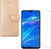 Huawei Y6S Portemonnee hoesje Goud met 2 stuks Glas Screen protector