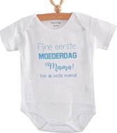 romper baby fijne eerste moederdag mama voor de beste mama korte mouw wit met licht blauw maat 62-68 jongen