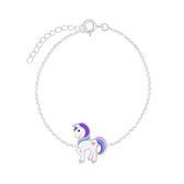 Joy|S - Zilveren Pony armband 14 cm + 3 unicorn 10 x 12 mm eenhoorn