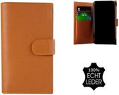 iPhone 6 Plus hoesje - iPhone 6S Plus hoesje - Bookcase - Portemonnee Hoes Echt leer Double Wallet case Bruin