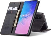 CASEME - Samsung Galaxy S10 Lite Retro Wallet Case - Zwart