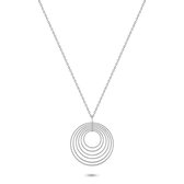 Twice As Nice Halsketting in zilver, 6 gebeitelde cirkels  40 cm+5 cm