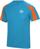 FitProWear Sportshirt Contrast Cool Blauw/Oranje Heren Maat L - Korte Mouw - Sportkleding - Trainingskleding - Polyester - Shirt