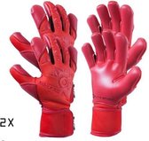 2 Paar Elite Neo Red Keepershandschoenen - Maat 8 (+ gratis naambedrukking)