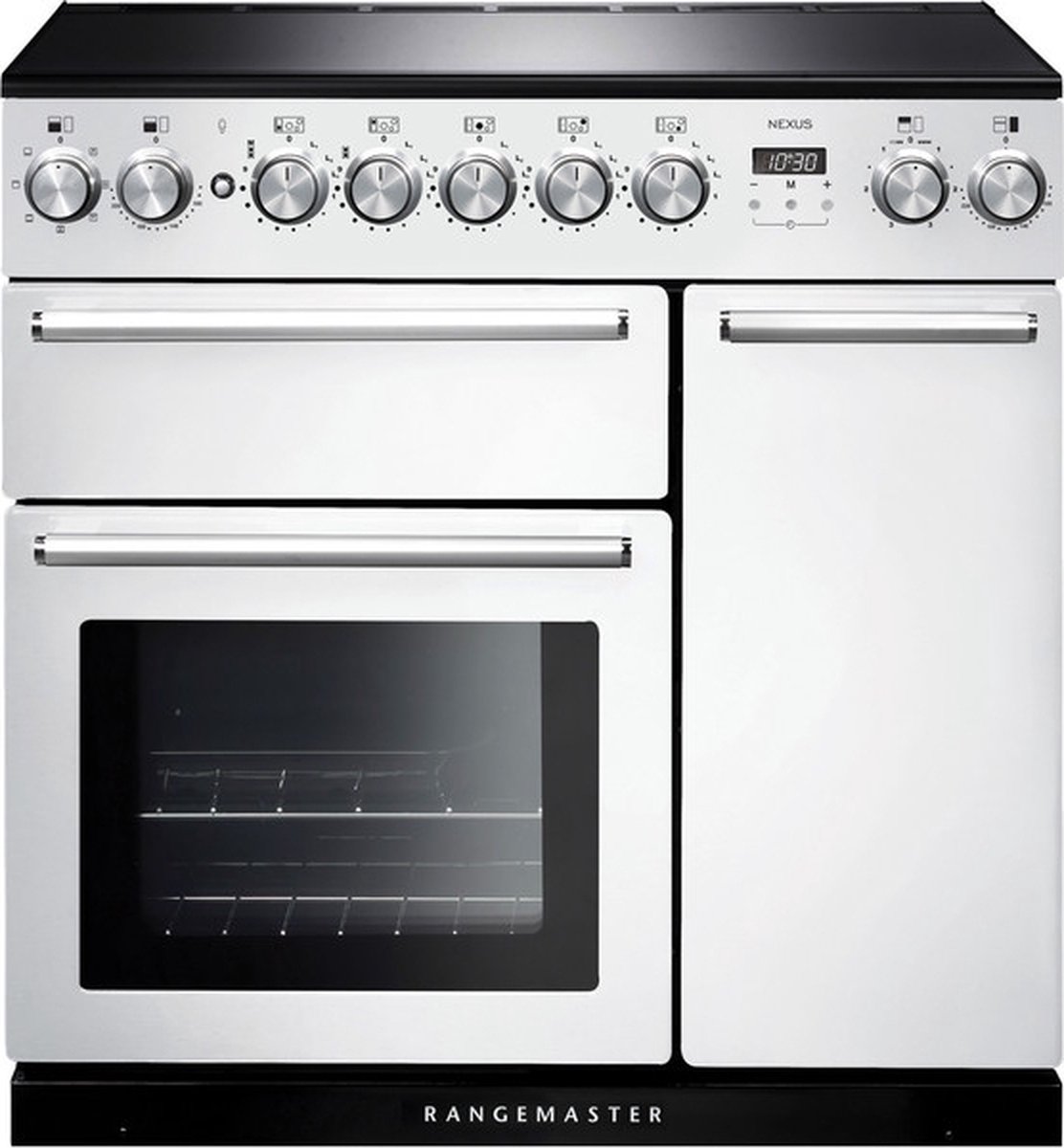 Rangemaster NEX90EIWH fornuis Range-fornuis Zwart, Zilver, Wit Zone van inductiekookplaat A