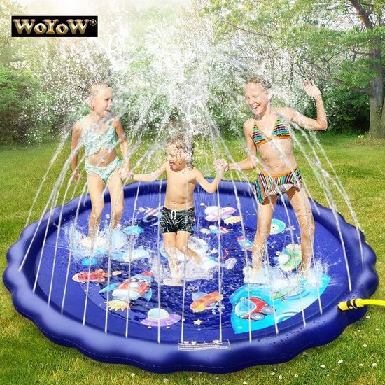 WoYoW® Waterspeelmat met fontein – Blauw 170 cm – Water speelgoed –  Waterfontein –... | bol
