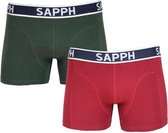 Sapph Boxershort Heren - Conner - Katoen - 2pack - Groen/Rood - S