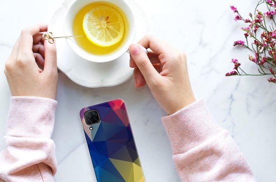 TPU étui pour Huawei P40 Lite Coque Polygon Noir