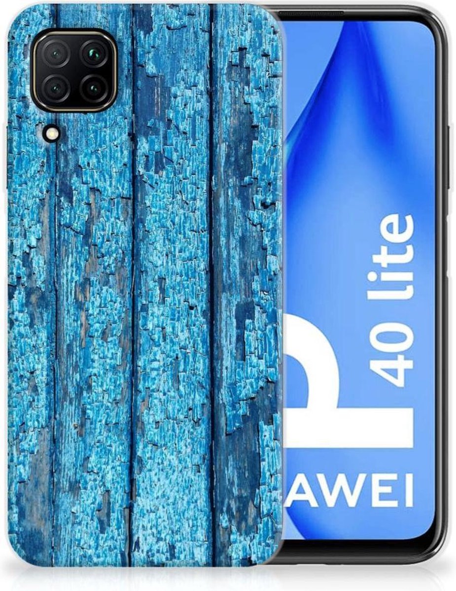 Huawei P40 Lite Bumper Hoesje Wood Blue