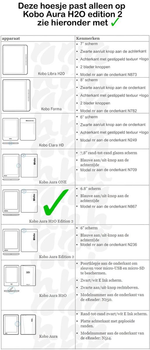 Hoesjes Boetiek - SleepCover voor Kobo Aura H2O Edition 2 - Rood — afbeelding 2
