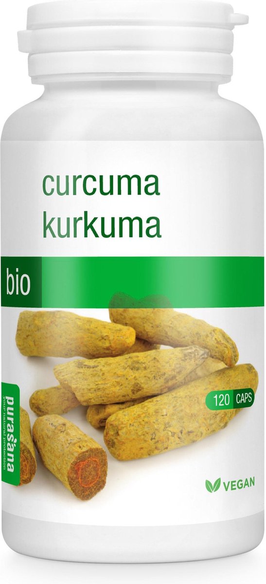 Goedkoopste Purasana Kurkuma vegan bio 120 Vegetarische capsules