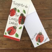 Alex Clark Magnetic Notepad or To-do list ~ Magnetisch Notitieblok Lieveheersbeestjes 'Lovely Ladies'
