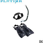 TUSAsport Snorkelmasker Duikbril Snorkelset Platina Hyperdry UP0101 - zwart - maat M (35-42)