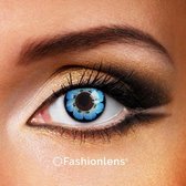 Kleurlenzen - Flower Blue - jaarlenzen met lenshouder - blauwe contactlenzen Fashionlens®
