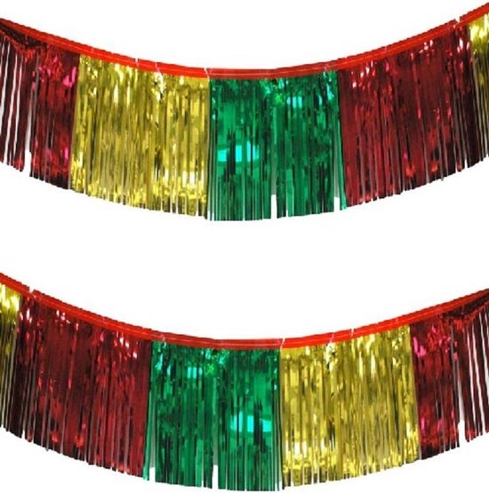 Laster snelheid magnetron Franje slinger folie rood geel groen carnaval folie 10 meter lang | bol.com