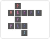 Muismat: kruiswoordpuzzel: PAPA, VADER, PAP, PA (gekleurd rood, paars) - Vaderdag kados