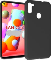 Geschikt voor Samsung Galaxy A11 Hoes TPU Siliconen Case Cover Zwart Pearlycase