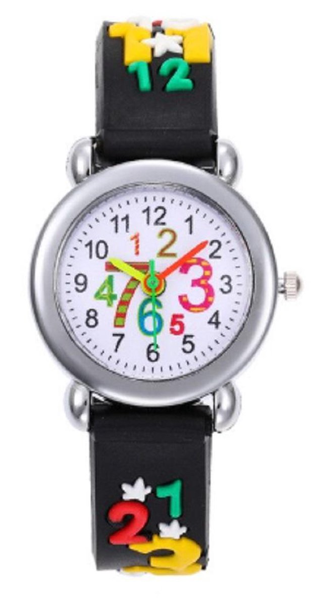 Cijfers leren - kinderhorloge- peuter horloge - educatief horloge- meisjes-jongens - zwart - 28 mm - I-deLuxe verpakking