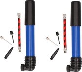 2x Blauwe ballenpompen met naaldventielen en flexibele slang - Voetbalpomp/Basketbalpomp/Skippybalpomp