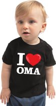 I love oma cadeau t-shirt zwart baby jongen/meisje 74 (5-9 maanden)
