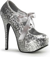 EU 40 = US 10 | TEEZE-10G | **5 3/4 Heel, 1 3/4 Hidden PF Glitter Pump W/Ribbon Bow