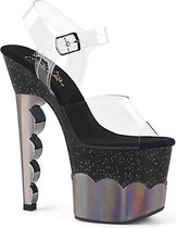 Pleaser Sandaal met enkelband, Paaldans schoenen -36 Shoes- SCALLOP-708-2HGM Paaldans schoenen Zwart/Grijs