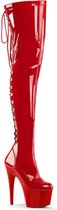 Adore-3063 plateau lak overknee laars met veters en stiletto hak rood - (EU 40 = US 10) - Pleaser