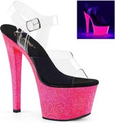 Pleaser Sandaal met enkelband, Paaldans schoenen -35 Shoes- SKY-308UVG Paaldans schoenen Zwart/Roze