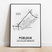Poeldijk city poster, A3 zonder lijst, plattegrond poster, woonplaatsposter, woonposter