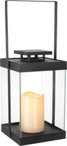 Lucy's Living Luxe lantaarn LUA zwart   – B15xL15xH27 cm - kaarsenhouder – waxinelicht houder - windlicht - decoratie - naturel – tuindecoratie - woondecoratie