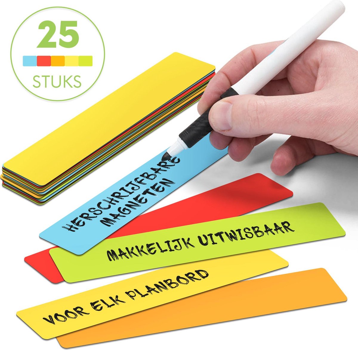 2DOBOARD Herschrijfbare Balk Whiteboard Magneten 15 x 2,5 cm - 25 - Mix: 5... | bol.com
