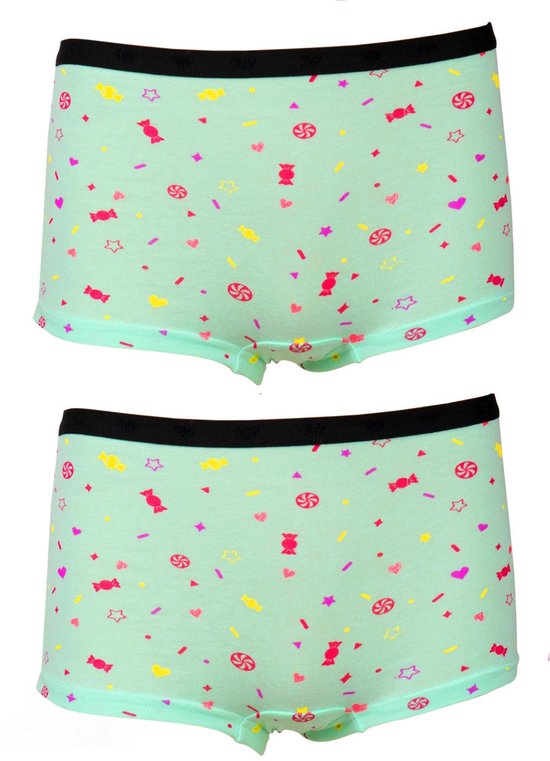 Funderwear | Meisjesshorts Snoepie 2 Boxers Mint | Mint | Maat 164