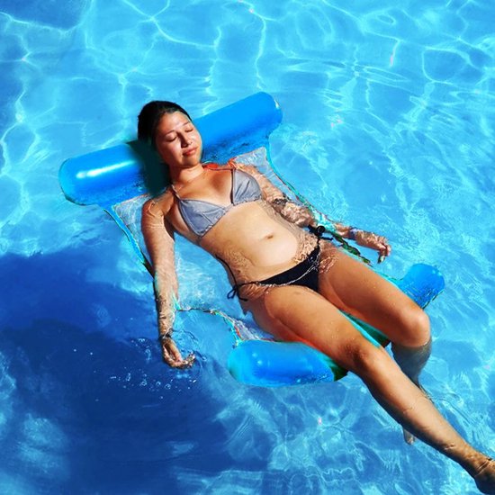 MikaMax Waterhangmat - Oplaasbare Waterhangmat - Luchtbed Zwembad - Waterluchtbed - Waterhangmat Zwembad - Hangmat – Blauw