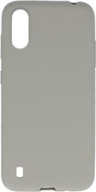 Bestcases Color Telefoonhoesje - Backcover Hoesje - Siliconen Case Back Cover voor Samsung Galaxy A01 - Grijs
