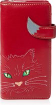 Shagwear Portemonnee Dames - Pasjeshouder - Portefeuille Dames - Kunstleer-  Cats Eyes Red (0274Z)