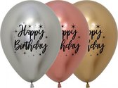 Happy Birthday ballonnen - Silver, Rose Gold en Gold - 30cm feestversiering verjaardag