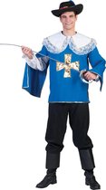 Funny Fashion - Musketier Kostuum - Musketier Muscat Kostuum Man - blauw - Maat 52-54 - Carnavalskleding - Verkleedkleding