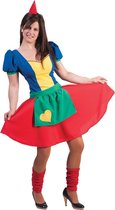 Funny Fashion - Dwerg & Kabouter Kostuum - Kleurige Sprookjesboek Jurk Vrouw - Multicolor - Maat 40-42 - Carnavalskleding - Verkleedkleding