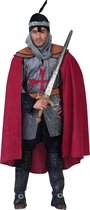 Funny Fashion - Middeleeuwse & Renaissance Strijders Kostuum - Roughside Ridder - Man - Rood, Zilver - Maat 56-58 - Carnavalskleding - Verkleedkleding