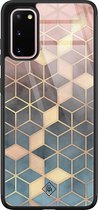 Samsung S20 hoesje glass - Cubes art | Samsung Galaxy S20 case | Hardcase backcover zwart