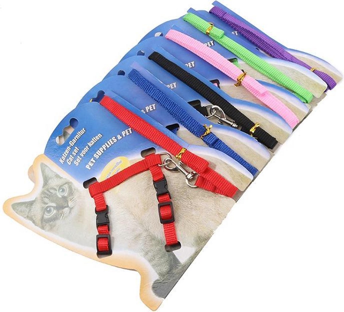 Verstelbaar kattenharnas, anti-ontsnapping, kattenharnas met riem, zacht harnas voor katten, kitten, honden, puppy's (mintgroen, M