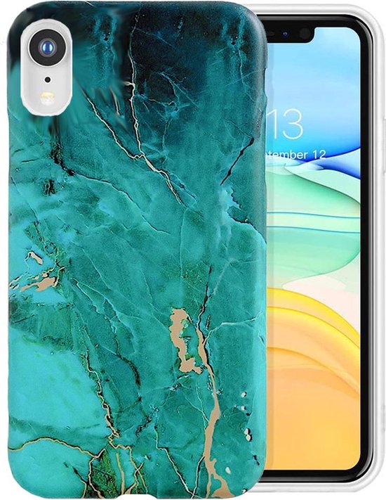 Betrouwbaar persoon Bloedbad Marmer telefoonhoesje geschikt voor Apple iPhone XR Hoesje Groen x Goud |  bol.com