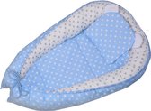 Babynestje - 80cmx 50cm - NEWBORN ® -  Babynest - Babybedje - Cocoon - Baby nest - Stippen - Licht Blauw - Wit - 100% Katoen