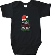 Go Mama® Baby Cadeau - Kerst cadeau - Rompertjes Baby met tekst - Sorry Santa Naughty just feels nice! - Katoen - Zwart - Maat 62/68 - Korte mouw