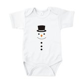Rompertjes baby met tekst - Sneeuwpop met hoed - Romper wit - Maat 50/56
